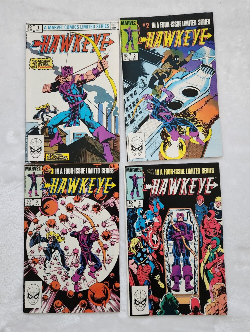 Hawkeye #1-4 Complete 1983 Marvel Comics Limited Series Mockingbird Avengers Lot